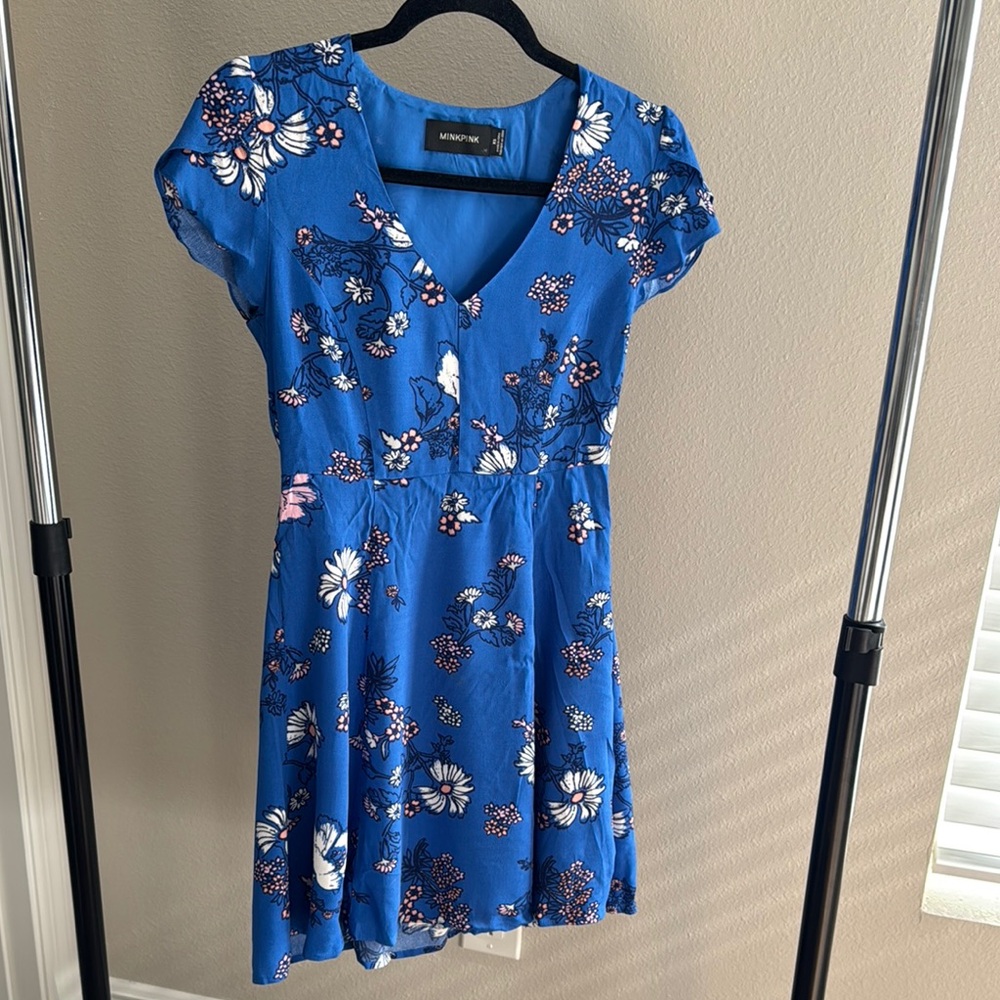 Minkpink Blue Floral Midi Dress